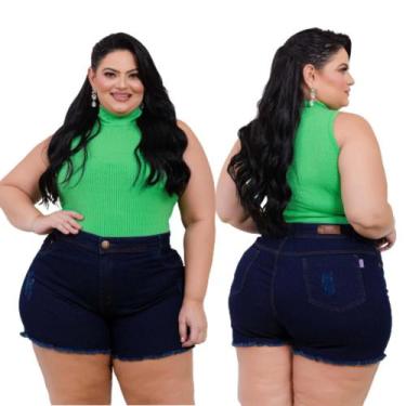 Imagem de short plus size com lycra curto desfiado tamanho grande - karha Jeans,