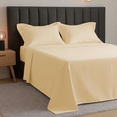 Imagem de Jogo de Cama Queen Percal 300 Fios 100% Algodão Acetinado 4 Peças – BF Colchões