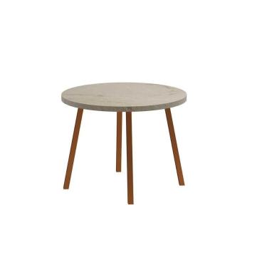 Imagem de Mesa de Sala Jantar Stellar 1599 Aço c/Tampo Madeirado Redondo 100cm Petra/Rose - Carraro