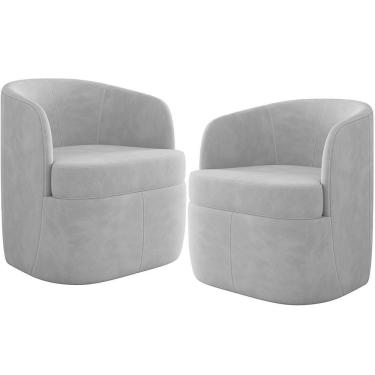 Imagem de Kit 02 Poltronas Decorativa Giratória Para Sala De Estar Siena K01 Veludo Cinza - Lyam Decor