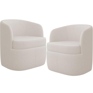 Imagem de Kit 02 Poltronas Decorativa Giratória Para Sala De Estar Siena K01 Bouclê Creme - Lyam Decor