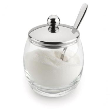 Imagem de Açucareiro Vidro Com Colher Tampa De Inox Mesa 250g Andrea