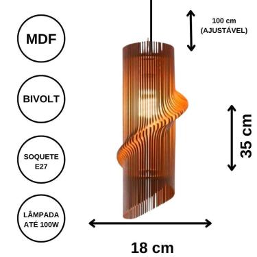 Imagem de Luminária Teto Tipo Pendente Maia Mdf - Completa Cor: Marrom