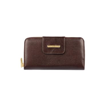 Imagem de Carteira feminina de couro liso Cindy 9,5x19cm