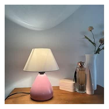 Imagem de Abajur Luminaria de Ceramica Porcelana Gota Bivolt Com Cupula para Decoração Quarto Escritorio Sala Decoração(Rosa)