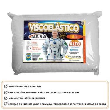 Imagem de Travesseiro Nasa Viscoelastico Marcbrayn - Extra Alto 18 cm - Tecido S