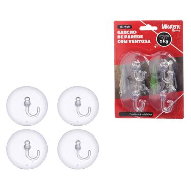 Imagem de Gancho Com Ventosa 5Cm 4 Peças Western Home