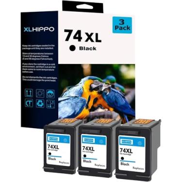 Imagem de Cartuchos de tinta 74XL de substituição para HP 74 74XL para impressoras Deskjet D4260 D4360 Officejet J6480 J5780 Photosmart C4280 C5280 C4480 (pacote com 3 pretos 74 GG)