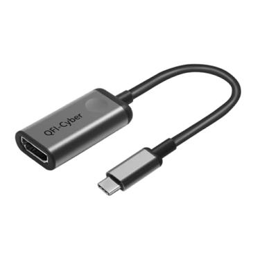 Imagem de QFI-Cyber Adaptador USB C para HDMI (4K), alumínio, adaptador portátil USB tipo C para HDMI, compatível com iPhone 15 Pro/Max, MacBook Pro, iPad Pro, iMac, S23, Dell XPS, Samsung Galaxy e mais