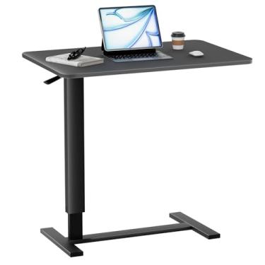 Imagem de Epachois Mesa de cabeceira ajustável com rodas, mesa de cama de hospital, mesa de bandeja para uso doméstico, mesa de cabeceira móvel, preta