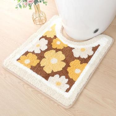 Imagem de Molesun Tapete de banho floral, tapete de banheiro antiderrapante macio tapete de microfibra bonito tapete de banho para crianças, tapete felpudo grosso absorvente de água para quarto, cozinha