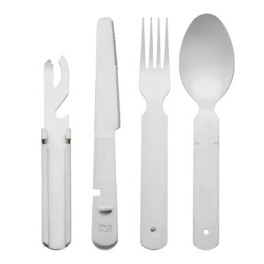 Imagem de Generic Conjunto de 4 talheres de aço inoxidável com colheres e garfos, conjunto de talheres, conjunto de utensílios de servir para cozinha, utensílios de mesa, 4 peças, prata