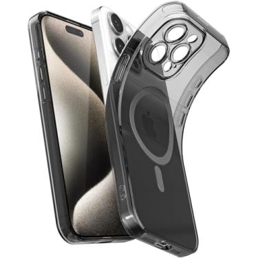Imagem de Svanove Capa magnética transparente para iPhone 15 Pro Max, compatível com Magsafe Slim Thin Transparente Mag Safe Case para mulheres e meninas, capa feminina de borracha de silicone macia com capa de