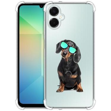 Imagem de GlamCase Capa transparente para Samsung Galaxy A06 5G / 4G, Samsung Galaxy A06 5G / 4G - Capa traseira de designer de TPU transparente com estampa de cachorro estilo dachshund estilo olho à prova de
