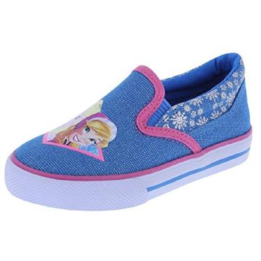 Imagem de Disney Sapatos femininos Frozen Elsa e Anna de lona sem cadarço, Azul, 22