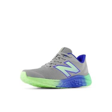 Imagem de New Balance Tênis de corrida unissex infantil Fresh Foam Arishi V4 com cadarço, Cinza ardósia/pedra preciosa azul/folha de limão, 17