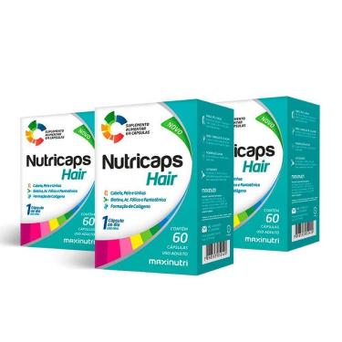Imagem de Kit 03 Nutricaps Hair Polivitaminico Maxinutri 60 Capsulas