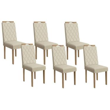 Imagem de Cadeira Sala De Jantar 2cad153ea Kit 6 Un Eucalipto-linho Bege A019