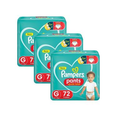 Imagem de Kit 3 Fralda Pampers Pants Ajuste Total Tamanho G com 72 Unidades