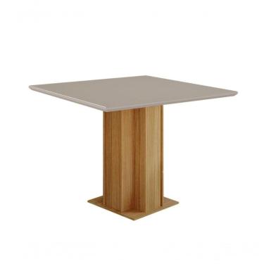 Imagem de Conjunto Sala De Jantar Sophia 95x95 Tampo Mdf/vidro 4 Cadeiras Maia Cimol Nature/offwhite/gengibre