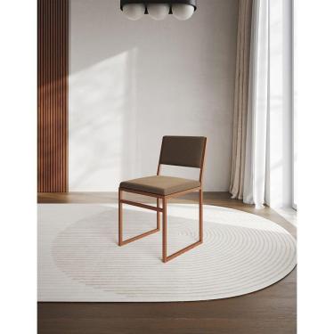 Imagem de Cadeira De Jantar Industrial Isa Assento Estofado Veludo Marrom Base Cobre Marrom