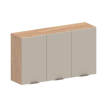 Imagem de Armário Aéreo De Madeira 3 Portas Areia Urbana Bertolini Areia/carvalho