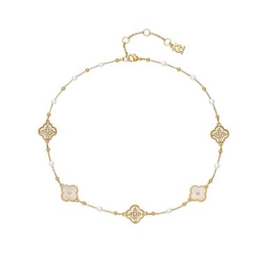 Imagem de Colar de trevo banhado a ouro 14K, joia da sorte - design em camadas e empilhado, tamanho 45,7 cm, adequado para uso diário e seleção de presentes, adequado para homens e mulheres, Medium, Cobre, Sem