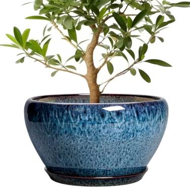 Imagem de Ceramicfor Vasos de cerâmica de 33 cm - Vaso interno com orifício de drenagem e pires, vaso grande decorativo para plantas internas e externas, vasos de flores de cerâmica, presentes para amantes de