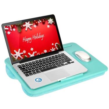 Imagem de LAPGEAR Mesa de colo original – Grande (45,5 cm x 33 cm) | Serve para laptops de até 43,9 cm | Acolchoada com borda do dispositivo, bandeja de lápis e alça | Portátil e leve | Aqua Sky - Estilo nº