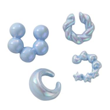 Imagem de Conjunto de 4 peças sem necessidade de piercing - Clipes de orelha coloridos criativos de resina para mulheres, joias exclusivas para uso diário, Acrílico, Sem pedra preciosa