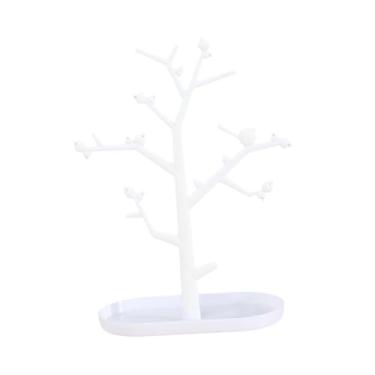 Imagem de kowaku Suporte em formato de árvore para joias, elegante expositor de joias, porta-brincos e anéis, Branco