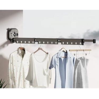 Imagem de Hhsdyl Estante de Roupas Durável e Robusta, Varal de Parede Dobrável e Retrátil para Secar Roupa, para Uso Interior/Exterior, Lavandaria, Casa de Banho e Varanda,A,Three