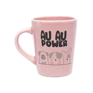 Imagem de Caneca de Porcelana Au Au Power, Rosa, 270ml, Design de Cachorrinhos, Uso para Bebidas Quentes, Material Durável