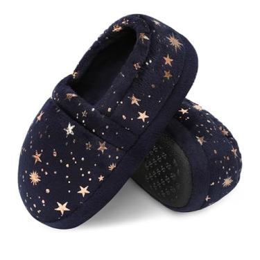 Imagem de Chinelos infantis infantis de salto elástico para uso doméstico, aconchegante, espuma viscoelástica para meninos, ambientes internos e externos, Azul marino, 9-10 Little Kid