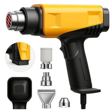 Imagem de Soprador Térmico Profissional 1200w Com Display Digital E 4 Bicos Metálicos - 127v Amarelo