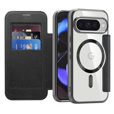 Imagem de ZYQEEE Capa carteira para Google Pixel 10/10 Pro, capa flip de couro com capa para câmera e suporte para cartão, capa protetora magnética para celular, grau militar 360° à prova de choque - preta