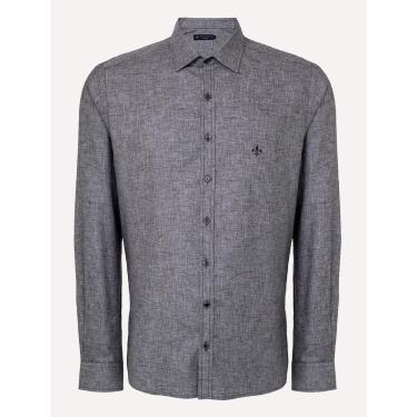Imagem de Camisa Dudalina Masculina Slim Twill Melange Cinza Escuro Mescla-Masculino