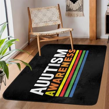 Imagem de Tapete de área para sala de estar, lavável à máquina, autismo, colorido, antiderrapante, tapete macio, para sala de estar, quarto, sala de jantar, berçário, cozinha, decoração de casa