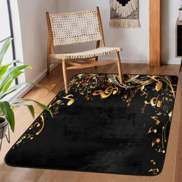 Imagem de Tapete de área para sala de estar, lavável à máquina, notas, música, tapete antiderrapante macio para sala de estar, quarto, sala de jantar, berçário, cozinha, decoração de casa