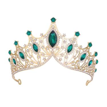 Imagem de Tiaras e coroas de cristal para mulheres - acessórios de cabelo de coroa de princesa para festa de casamento e aniversário - acessórios de strass de noiva (verde)