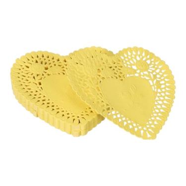 Imagem de YELARXI Doilies de papel, papel de coração, toalha de renda, descartáveis, utensílios de mesa modernos, decorativos a granel – Adequado para bolos/sobremesas/alimentos fritos grelhados assados) 10 cm