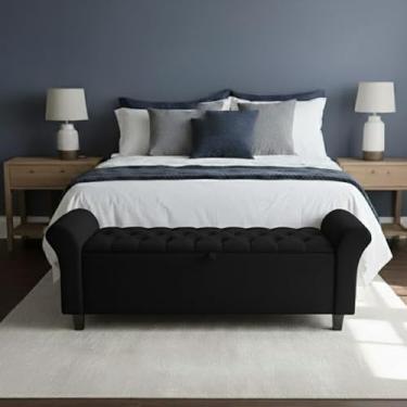 Imagem de Baú Estofado 150cm com Design Capitonê - Alta Capacidade Armazenamento, 5 Cores Elegantes - Prático e Decorativo(PRETO)