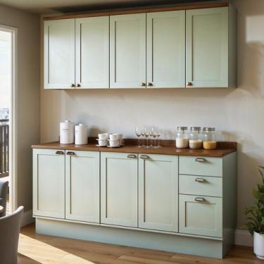 Imagem de Cozinha Modulada 4 Peças com 2 Aéreos e 2 Balcões 100% Mdf Portas Amer