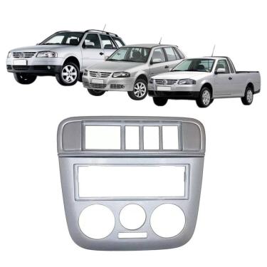 Imagem de Moldura 1 Din Gol G4 Parati Saveiro 2006 à 2009 5 Botões Prata Painel Rádio Som Expex Epx Vw-535