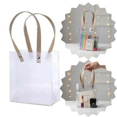 Imagem de Kit 10 Sacolas para Presente Plásticas embalagem Transparente Alça Ref