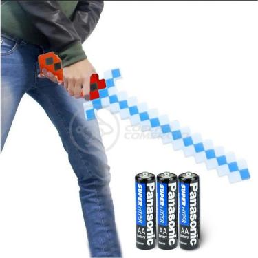 Imagem de Kit Brinquedo Espada Pixel Minecraft 58cm C/Som Luz+3 Pilhas