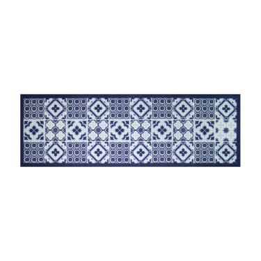Imagem de Passadeira De Cozinha Azulejo 140x44cm - Uzoo Passadeira Cozinha 140x44cm Azulejo Azul S19_222-01j