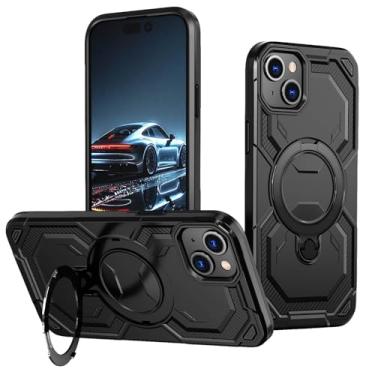 Imagem de Capa Capinha Celular Magnetica Compatível com iPhone e Samsung + Anel Suporte + Carregamento por Indução + Anti Impacto - Preto e Vermelho (preto, Iphone 17 Air)