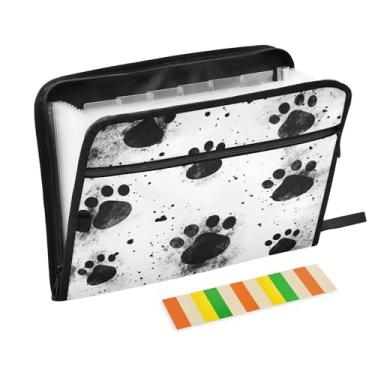 Imagem de Wassud Black Paw Prints Organizador de arquivos sanfonado com 13 bolsos, pastas expansíveis com abas e adesivos, tamanho carta A4, papel para recibos, documentos, pasta organizadora para viagens de
