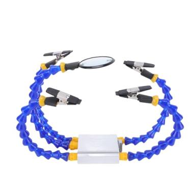 Imagem de Hyuduo Mão Amiga de Soldagem Com Lupa, 4 Braçadeiras Flexíveis Base de Liga de Alumínio para Soldagem Industrial de Reparo Eletrônico, Lupa 4-5X Braçadeiras de Rotação de 360 ​​°